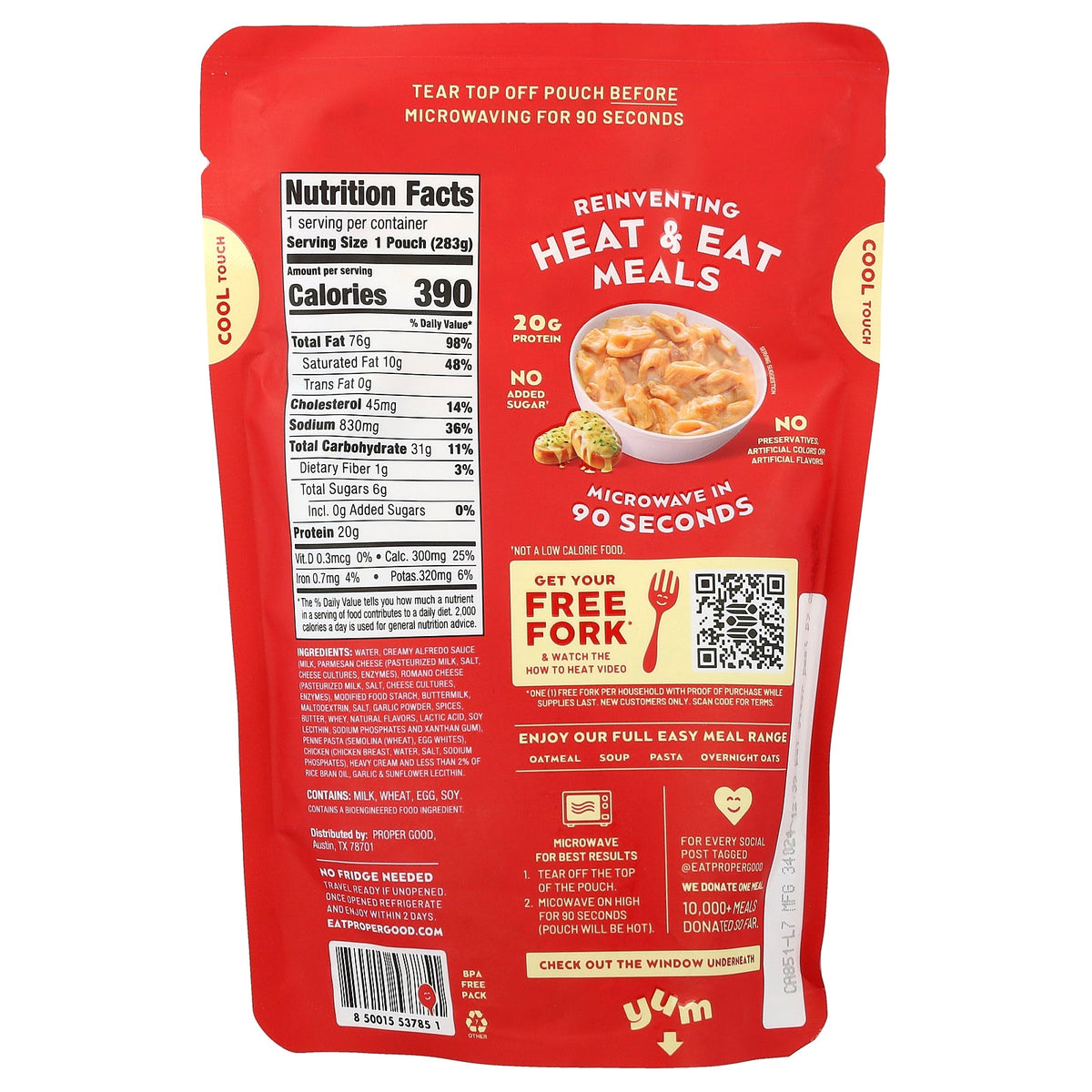 Proper Good, Ready To Heat & Eat, Ready to Eat Pasta, Chicken Alfredo, 10 oz (283 g)