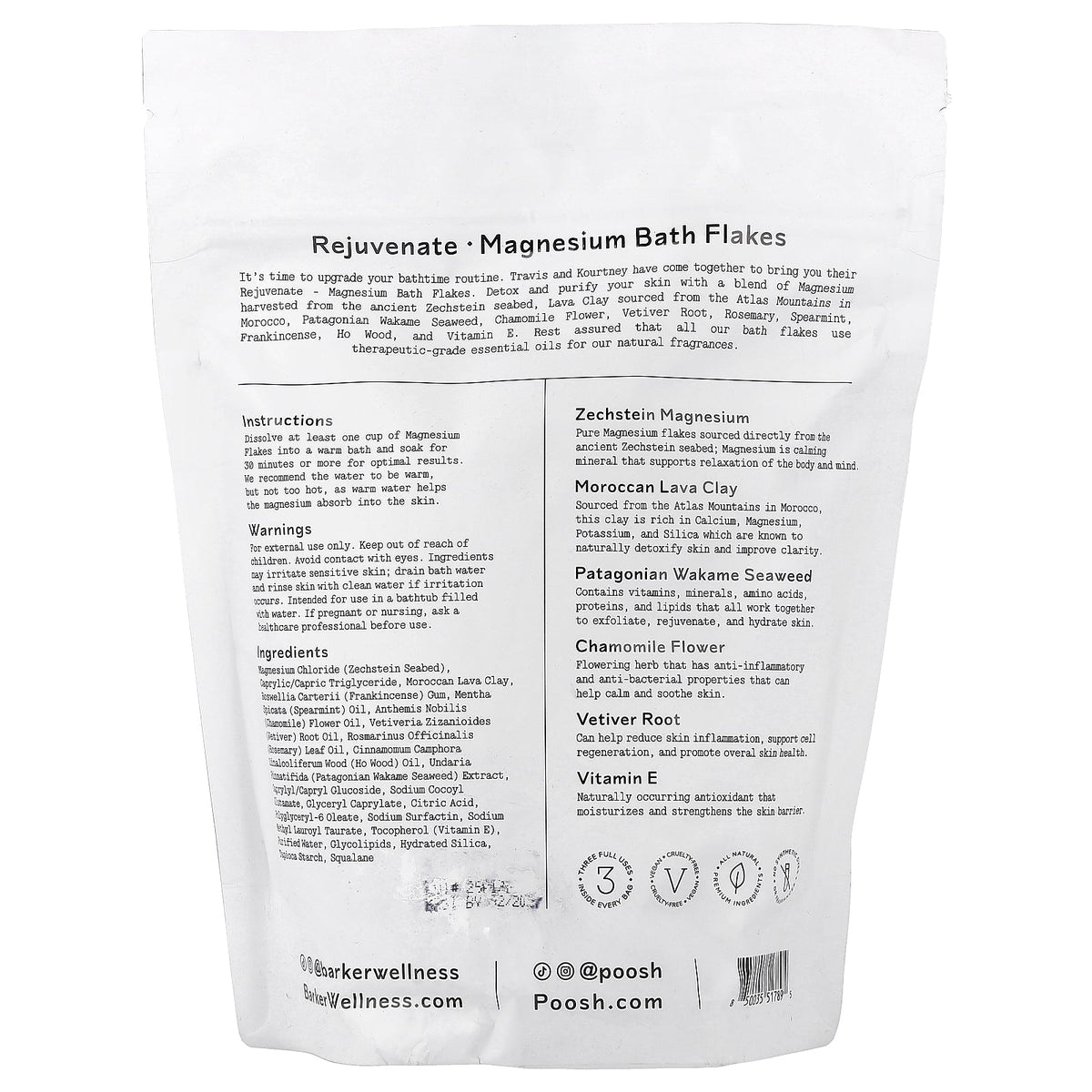 Barker Wellness Co, Rejuvenate, Magnesium Bath Flakes, 26.5 oz (750 g)