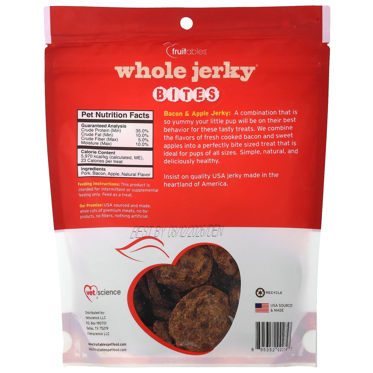 Fruitables, Whole Jerky® Bites, Dog Treats, Bacon & Apple, 5 oz (141.7 g)