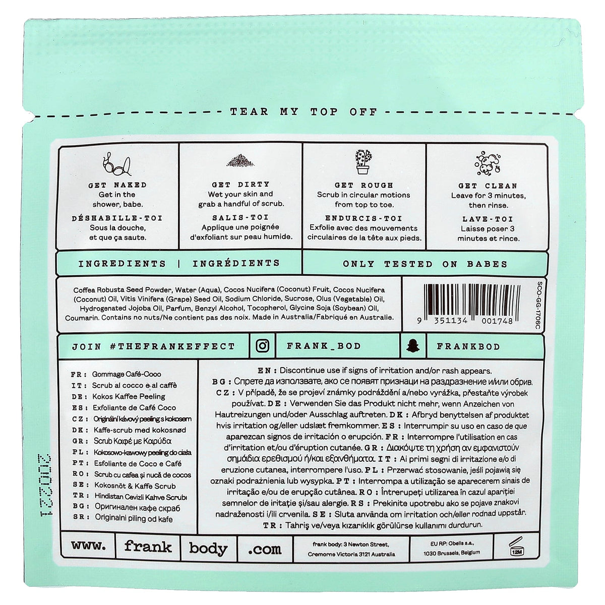 frank body, Coconut Coffee Scrub, 0.71 oz (20 g)