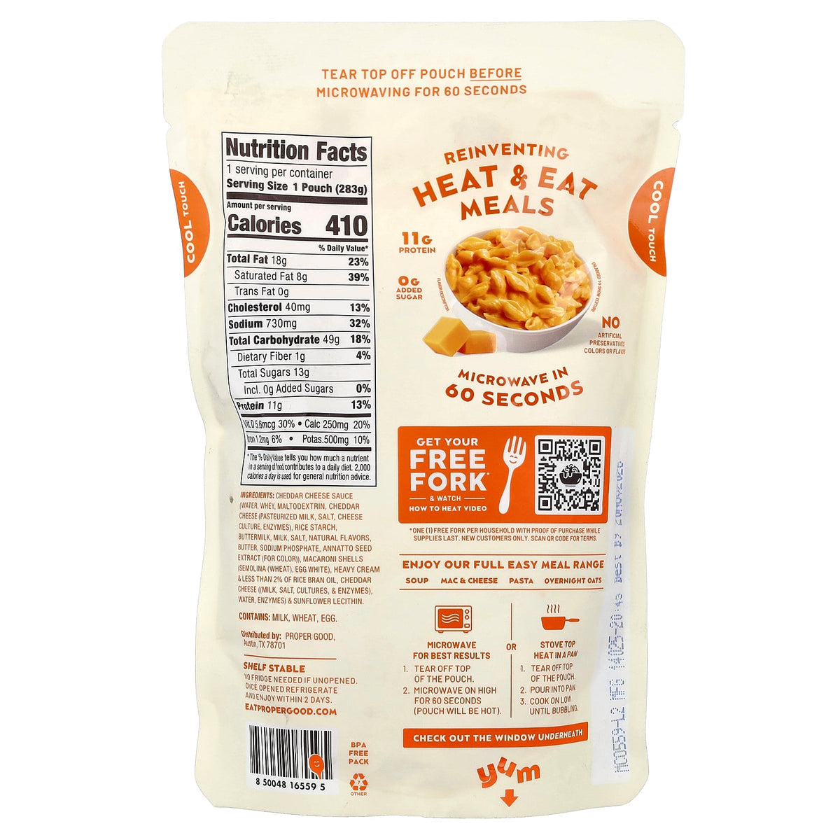 Proper Good, Ready to Heat & Eat, Mac & Cheese, Original Cheddar, 10 oz (283 g)