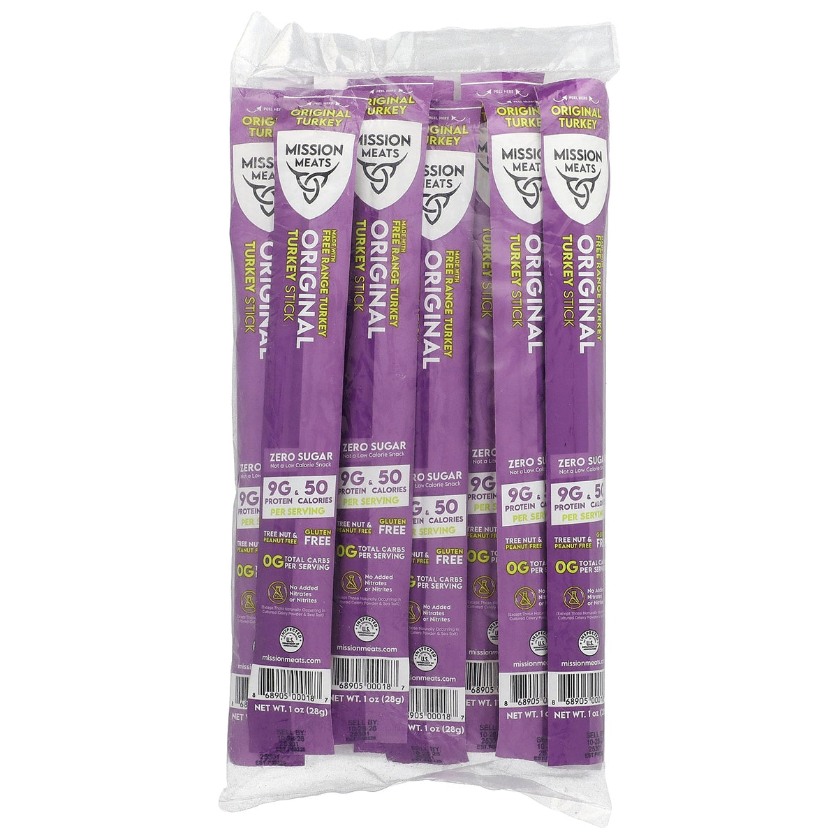 Mission Meats, Original Turkey Stick, 12 Sticks, 1 oz (28 g) Each