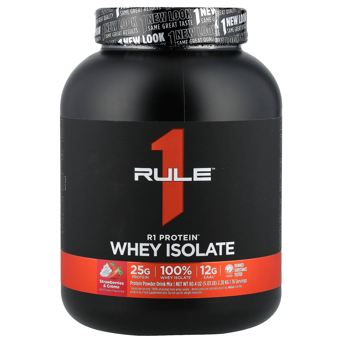 Rule One Proteins, R1 Protein™ Whey Isolate, Strawberries & Creme, 5.03 lbs (2.28 kg)