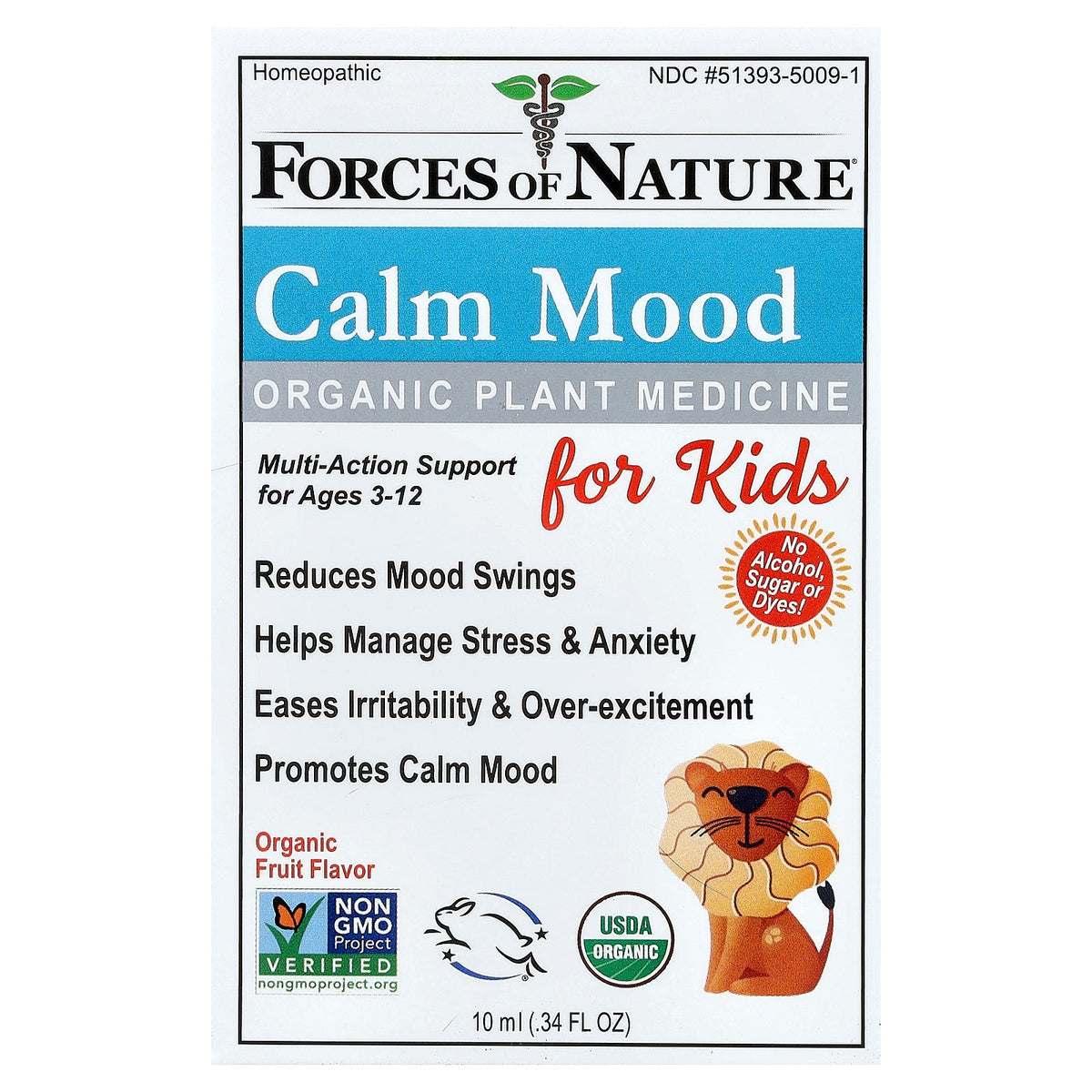 Forces of Nature, Kids, Calm Mood, For Ages 3-12, Fruit Flavor, 0.34 fl oz (10 ml)