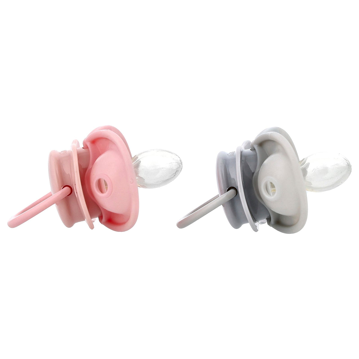 RaZbaby, Keep-It-Kleen Pacifier, 0-36m, Pink & Gray, 2 Pacifiers