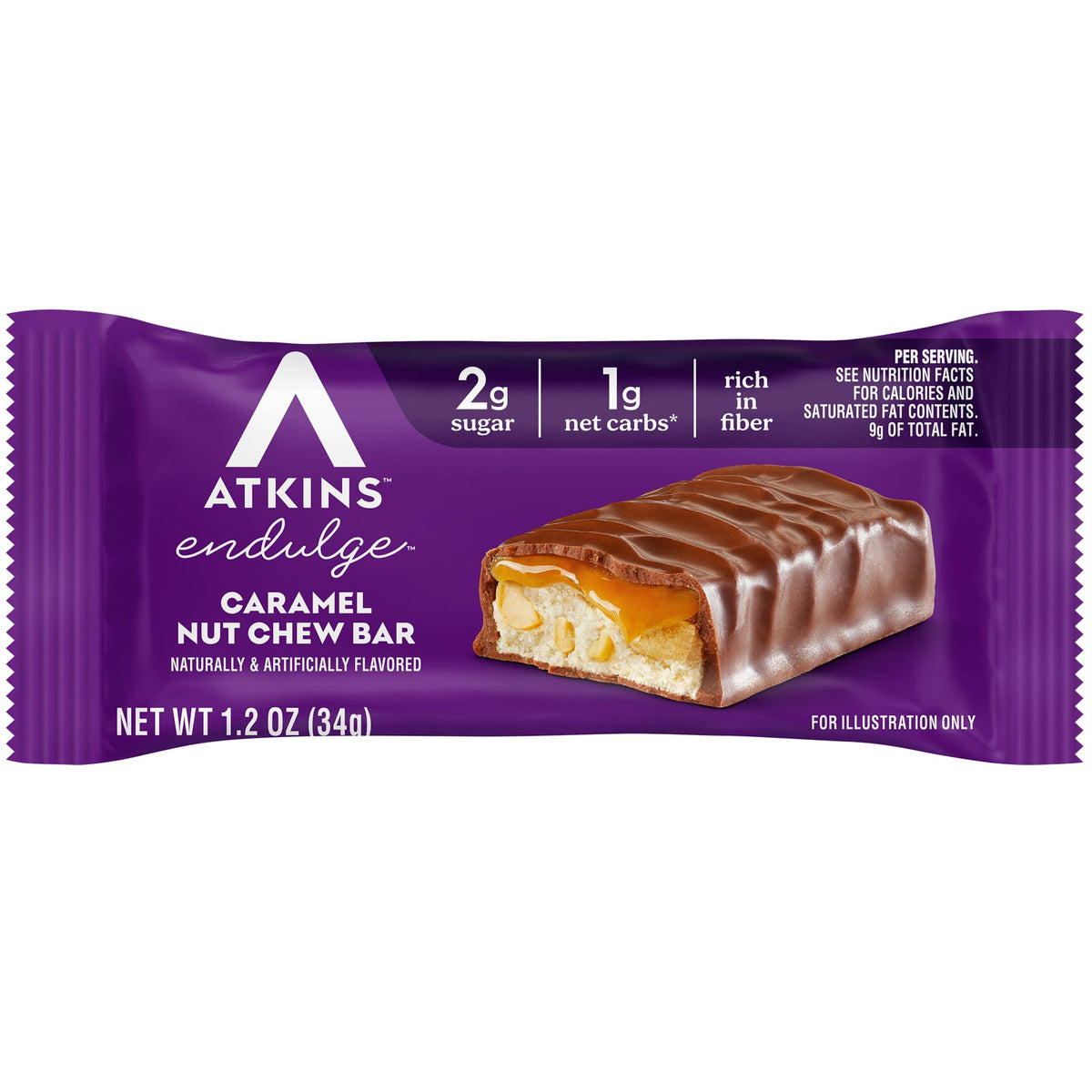 Atkins, Endulge™, Caramel Nut Chew Bar, 10 Bars, 1.2 oz (34 g) Each