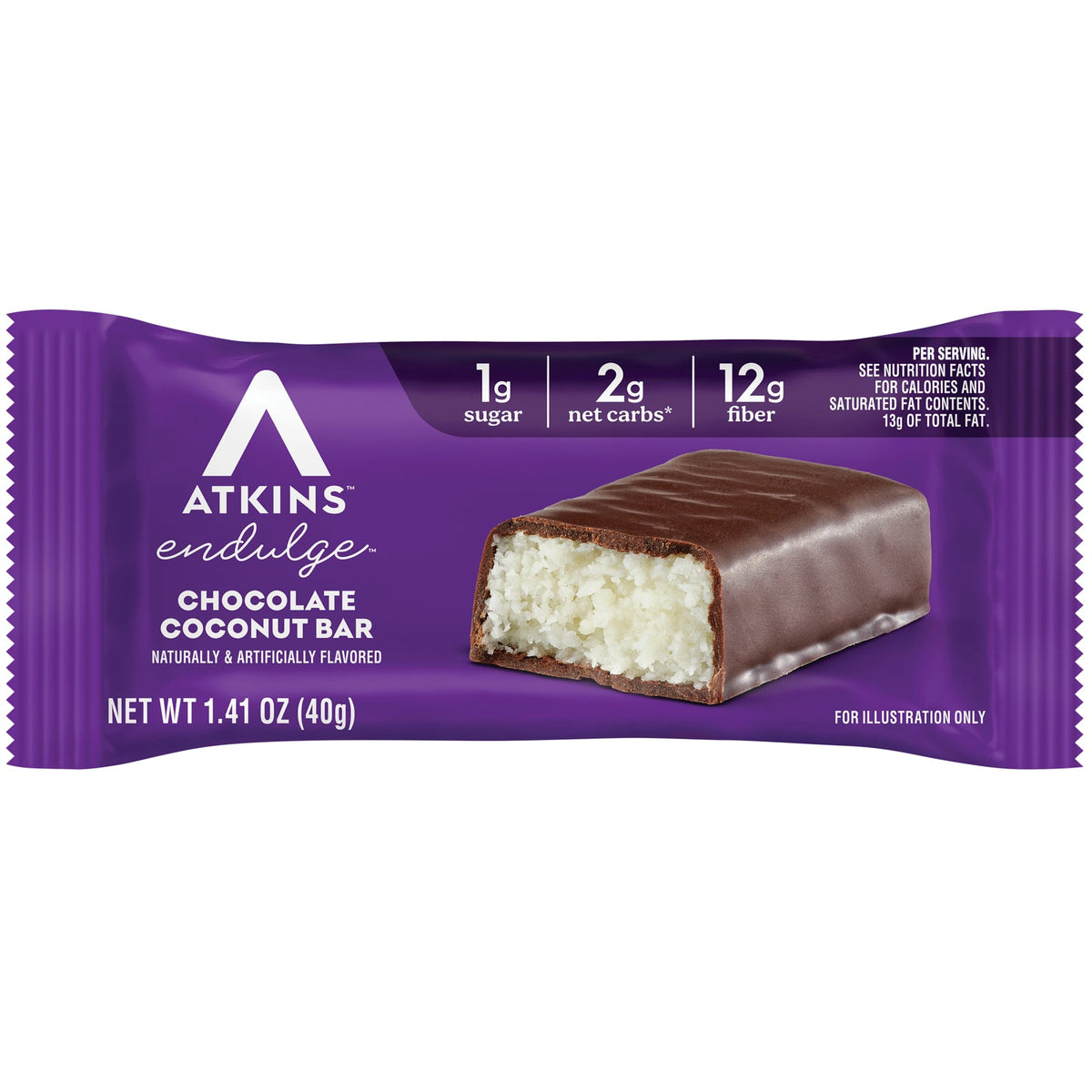 Atkins, Endulge™, Chocolate Coconut Bar, 10 Bars, 1.41 oz (40 g) Each
