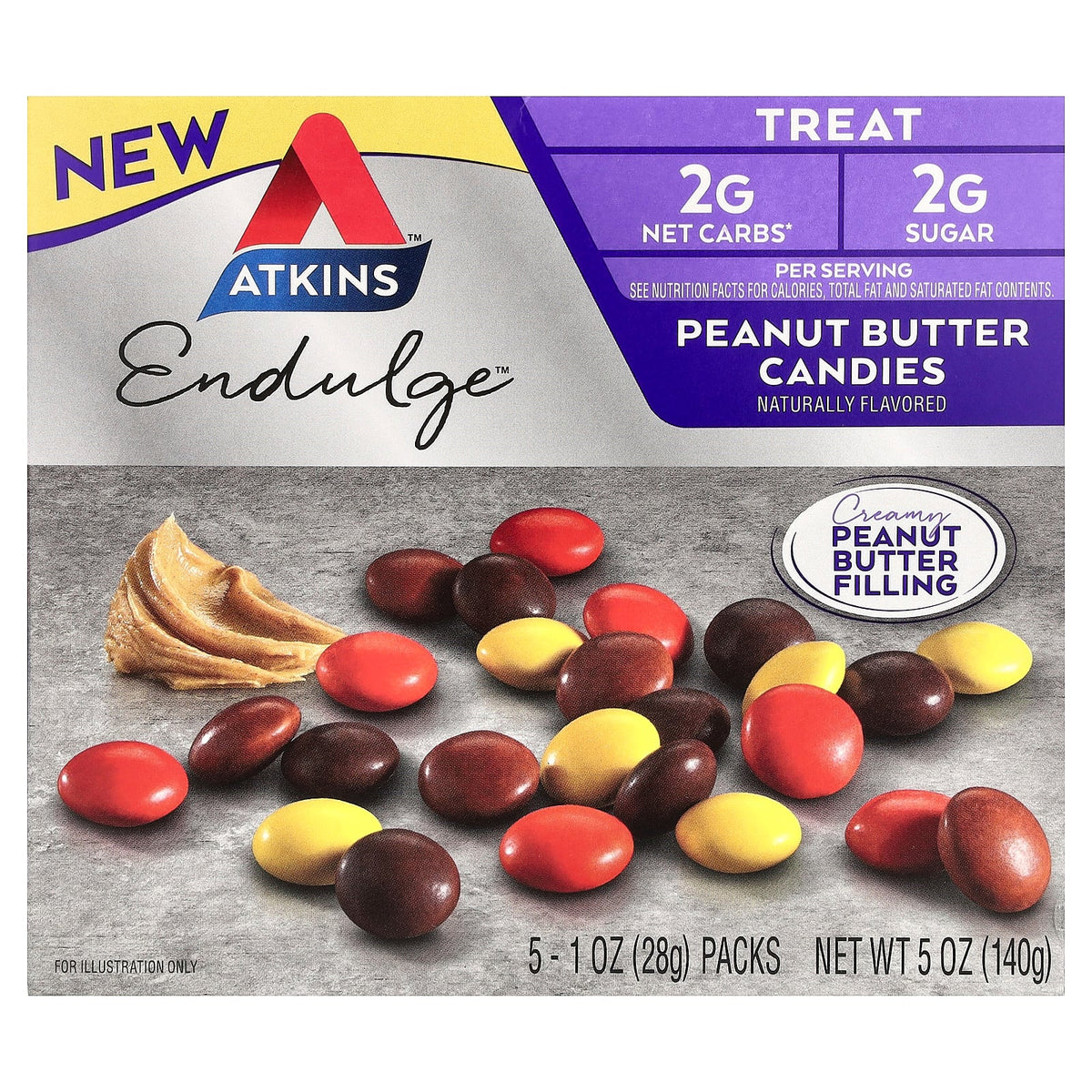 Atkins, Endulge™, Peanut Butter Candies, 5 Bars, 1 oz (28 g) Each