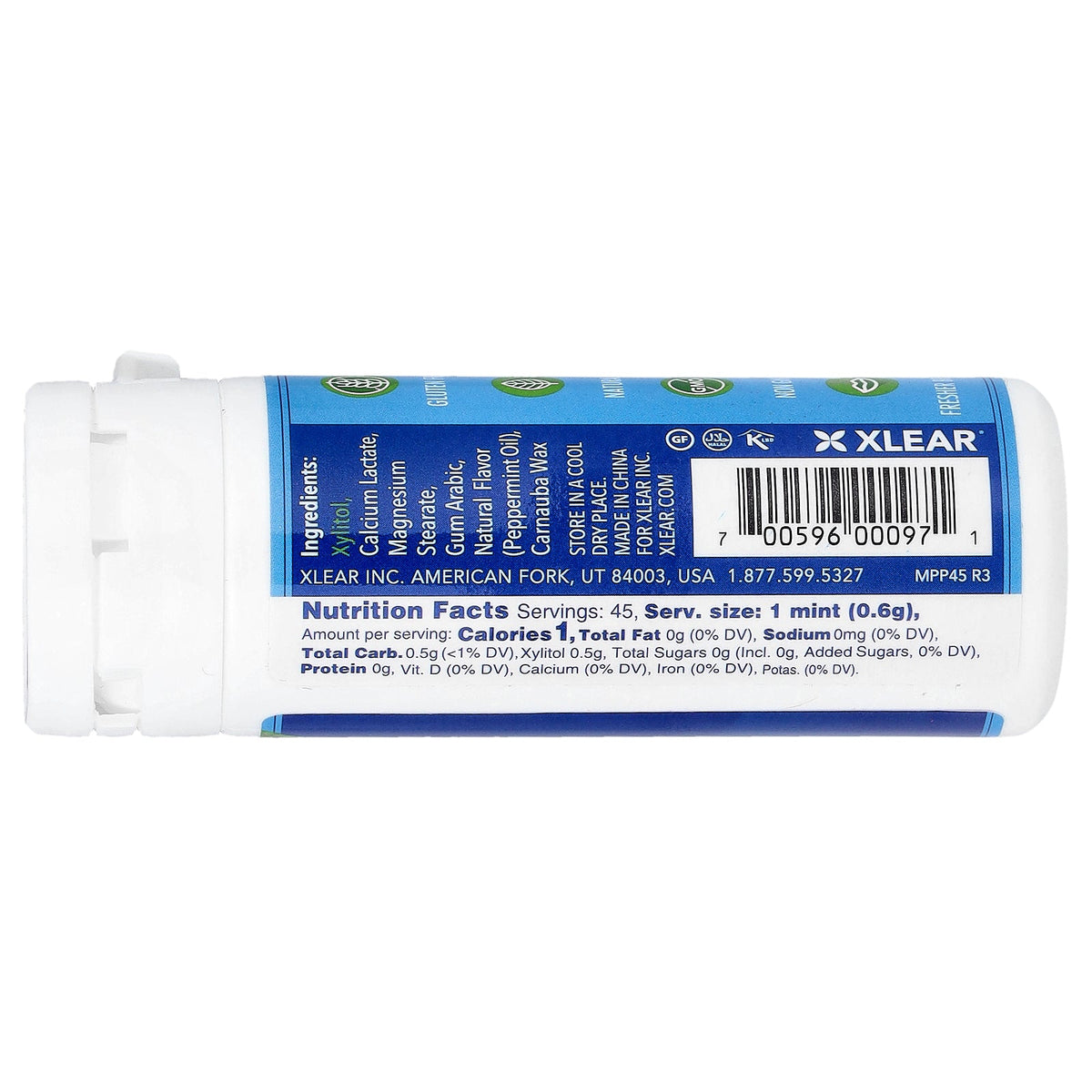 Xlear, Dental Defense Spry® Mints, Peppermint, 45 Pieces