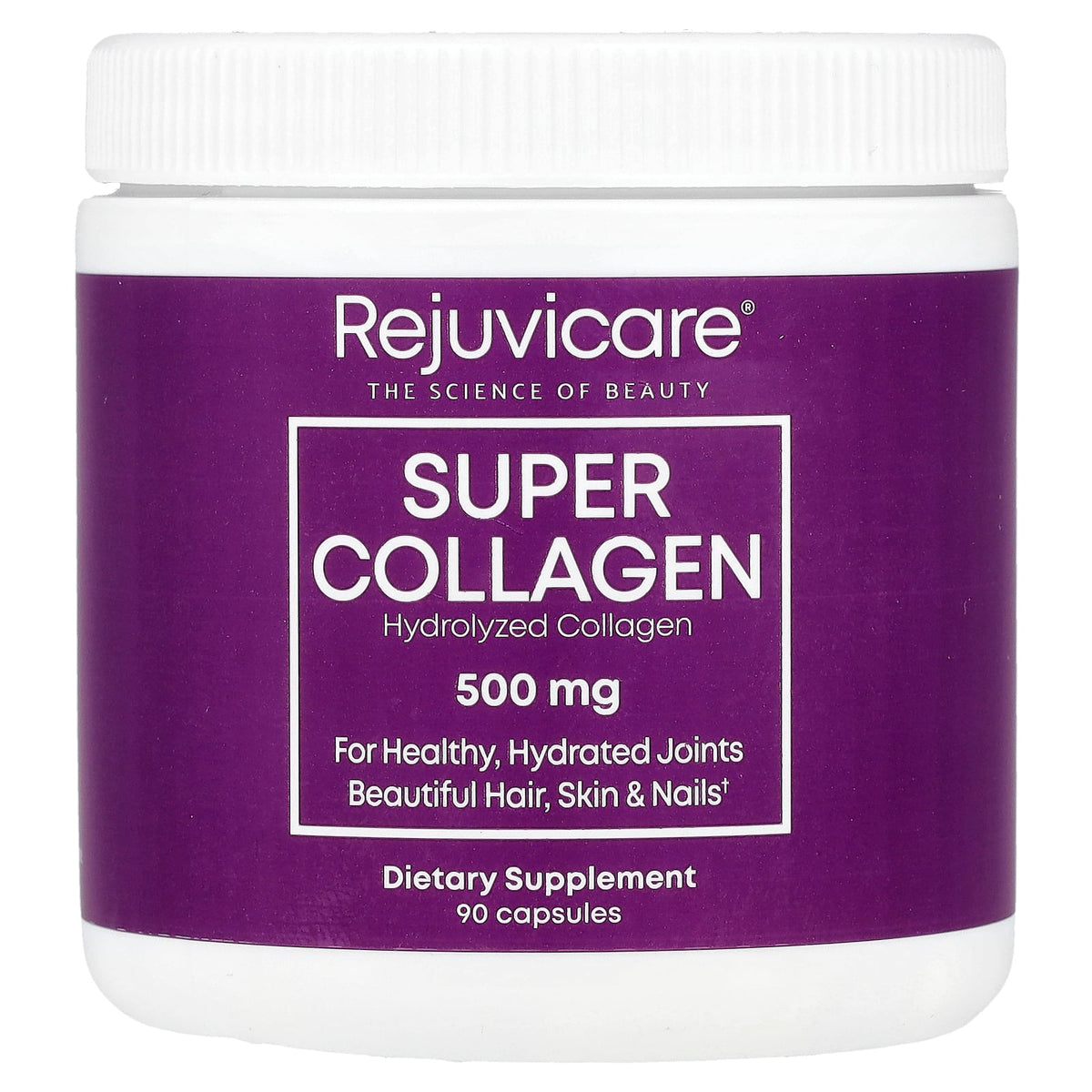 Rejuvicare, Super Collagen, 500 mg, 90 Capsules