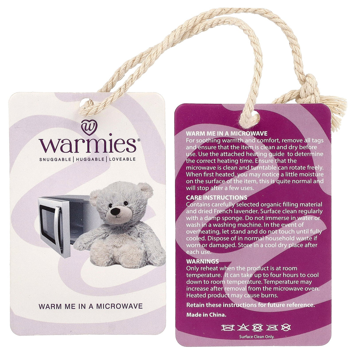 Warmies, Weighted Soft Plush, Bear, Gray, 1 Plush