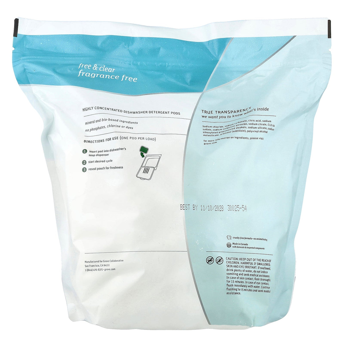 Grab Green, Automatic Dishwasher Powder Detergent Pods, Fragrance Free, 132 Loads, 5 lbs 4 oz (2,376 g)