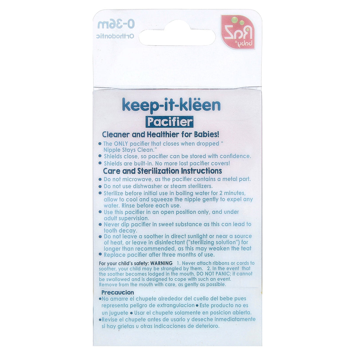 RaZbaby, Keep-It-Kleen Pacifier, 0-36m, Pink & Gray, 2 Pacifiers