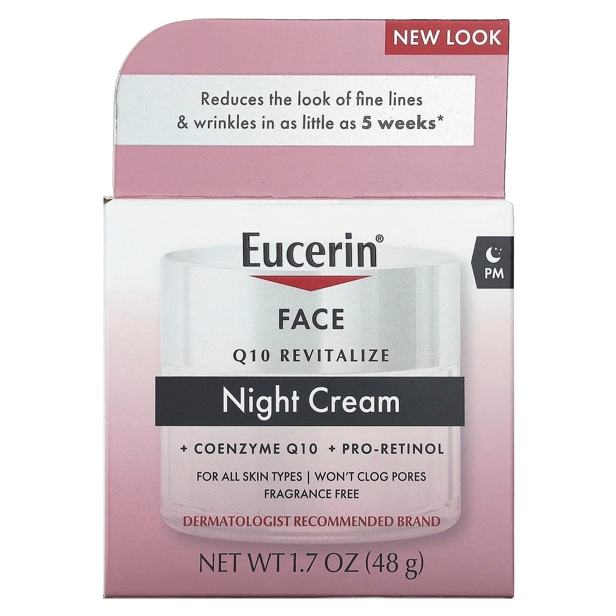 Eucerin, Face, Q10 Revitalize Night Cream, For All Skin Types, Fragrance Free, 1.7 fl oz (48 g)