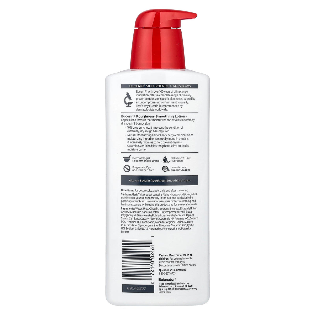 Eucerin, Roughness Soothing Lotion, Very Dry, Rough & Bumpy Skin, Fragrance Free, 16.9 fl oz (500 ml)
