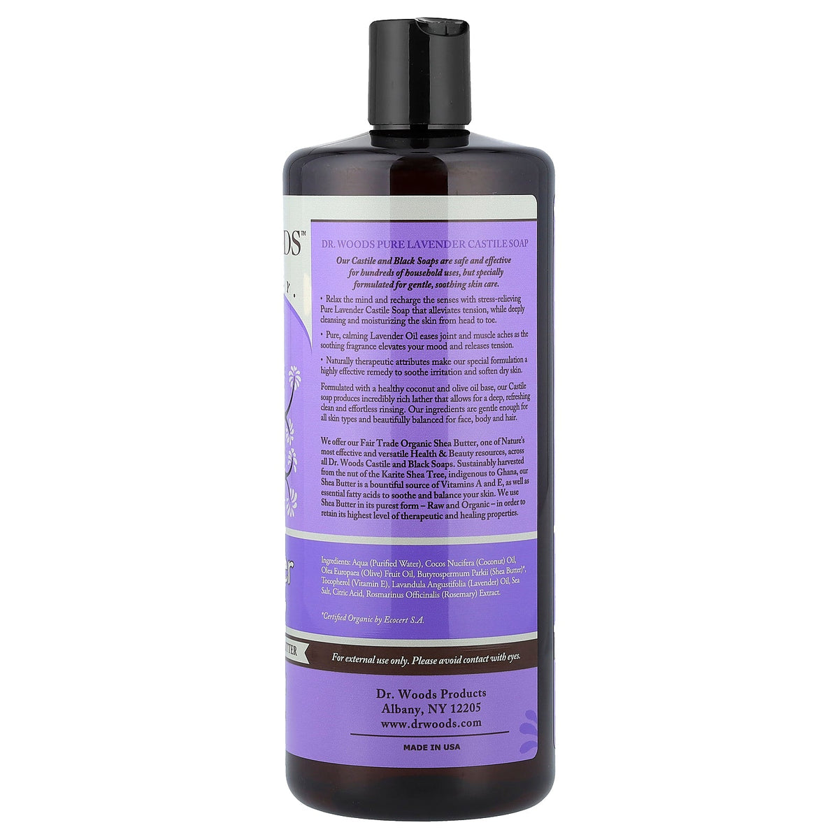 Dr. Woods, Castile Soap with Fair Trade Shea Butter, For All Skin Types, Lavender, 32 fl oz (946 ml)