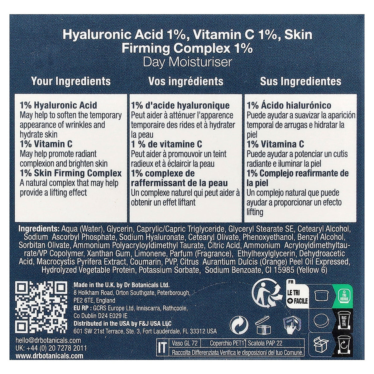 Dr. Botanicals, Hyaluronic Acid, Vitamin C Skin Firming Complex Day Moisturizer, 2 fl oz (60 ml)