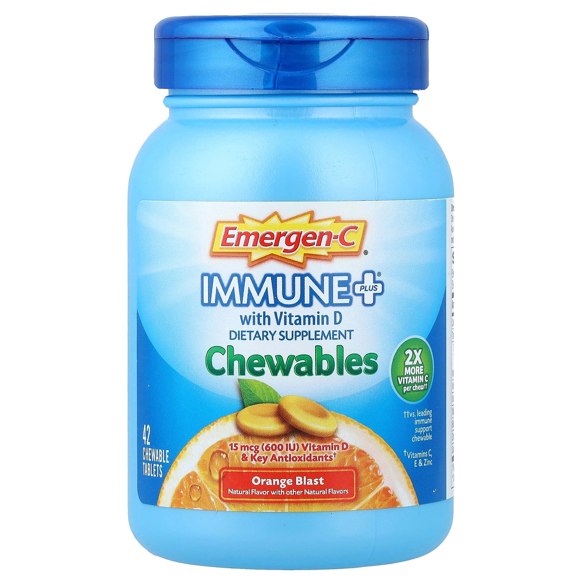 Emergen-C, Immune Plus® With Vitamin D, Orange Blast, 42 Chewable Tablets