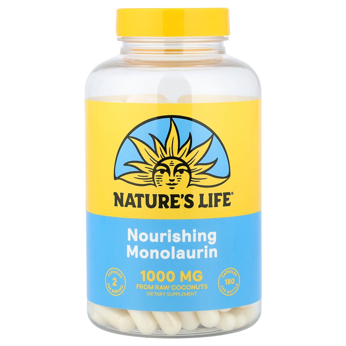 Nature's Life, Nourishing Monolaurin, 180 Capsules (500 mg per Capsule)