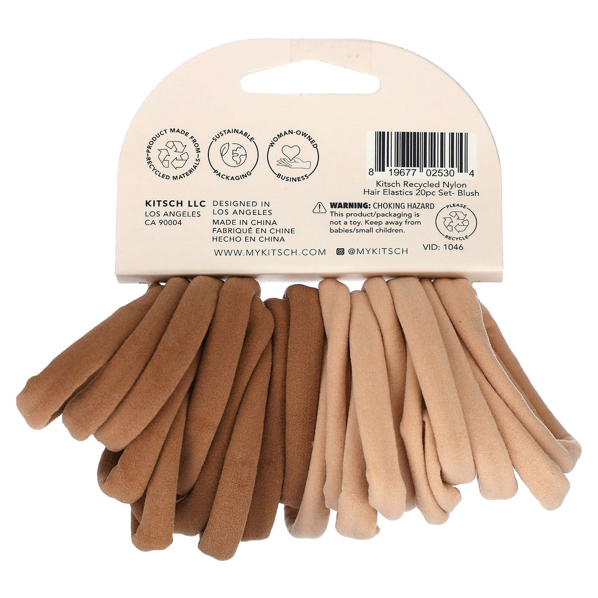 Kitsch, Hair Elastics Set, Blush, 20 Count
