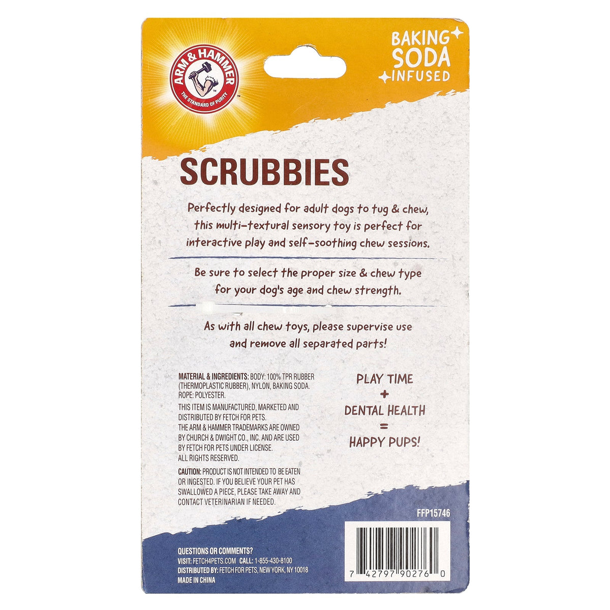 Arm & Hammer, Scrubbies, Dental Toy For Adult Dogs, Throw N' Tug, 1 Toy