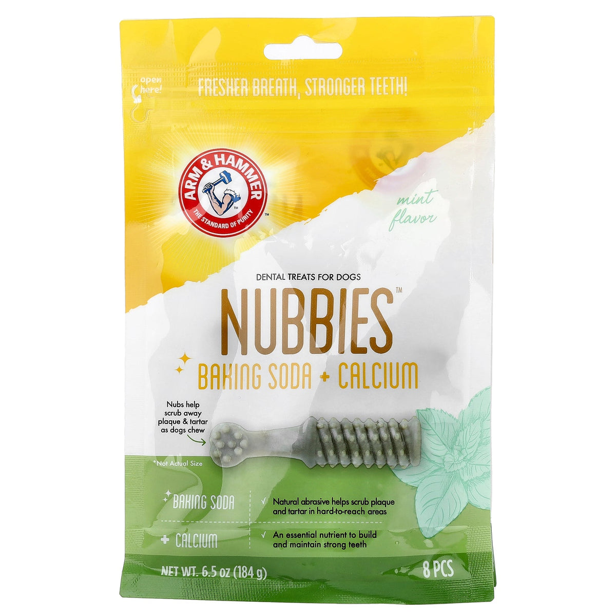 Arm & Hammer, Nubbies™, Dental Treats For Dogs, Mint, 8 Pieces, 6.5 oz (184 g)