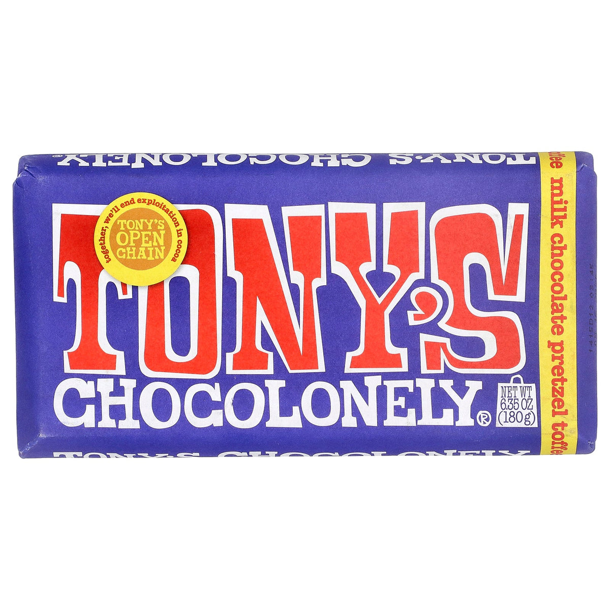 Tony's Chocolonely, Milk Chocolate Bar, Pretzel Toffee, 6.35 oz (180 g)