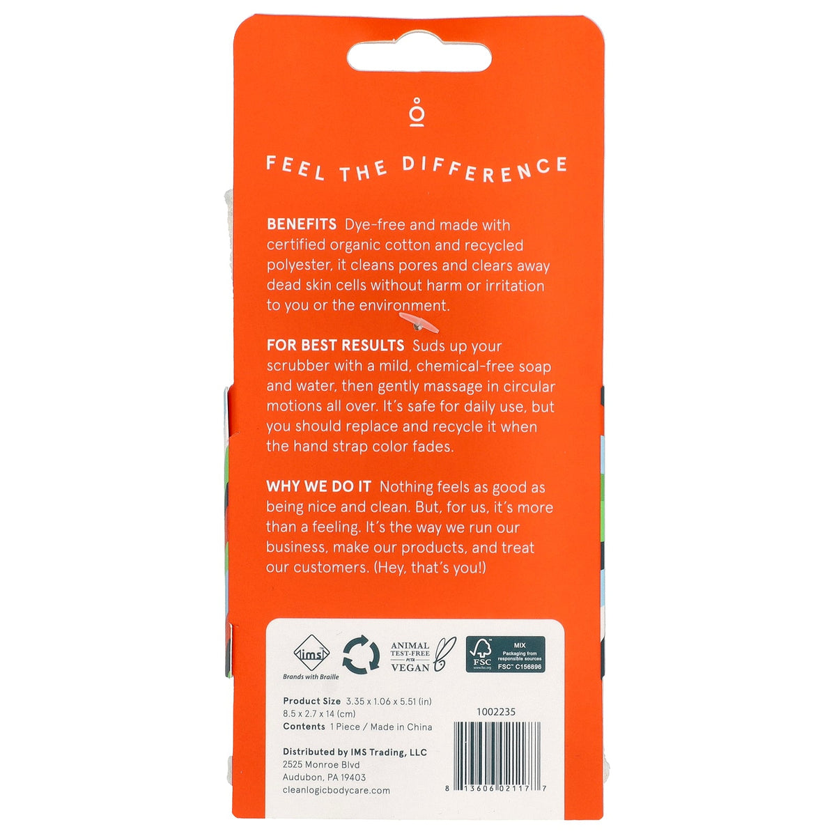 Cleanlogic, Sustainable, Body Exfoliator, White, 1 Count