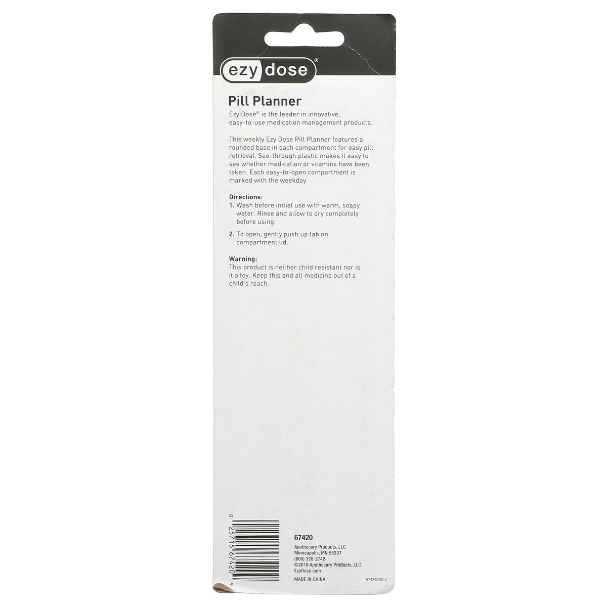Ezy Dose, Weekly Pill Planner With Rounded Base, XL, 1 Count