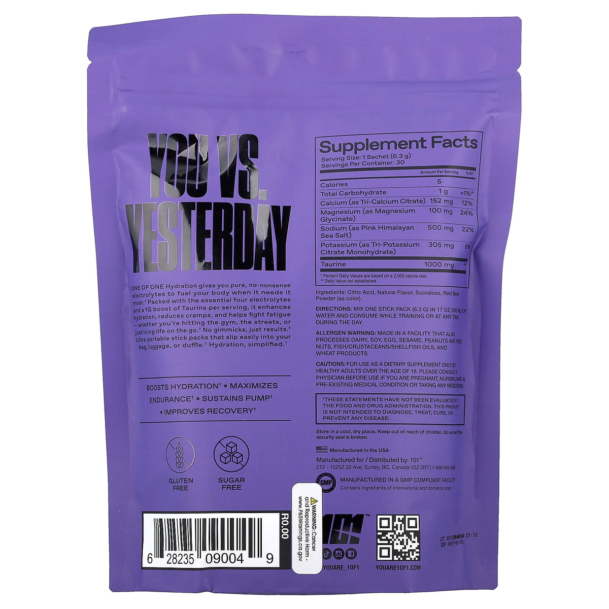 ONE OF ONE, Hydration, Watermelon, 30 Sticks, 6.67 oz (189 g)