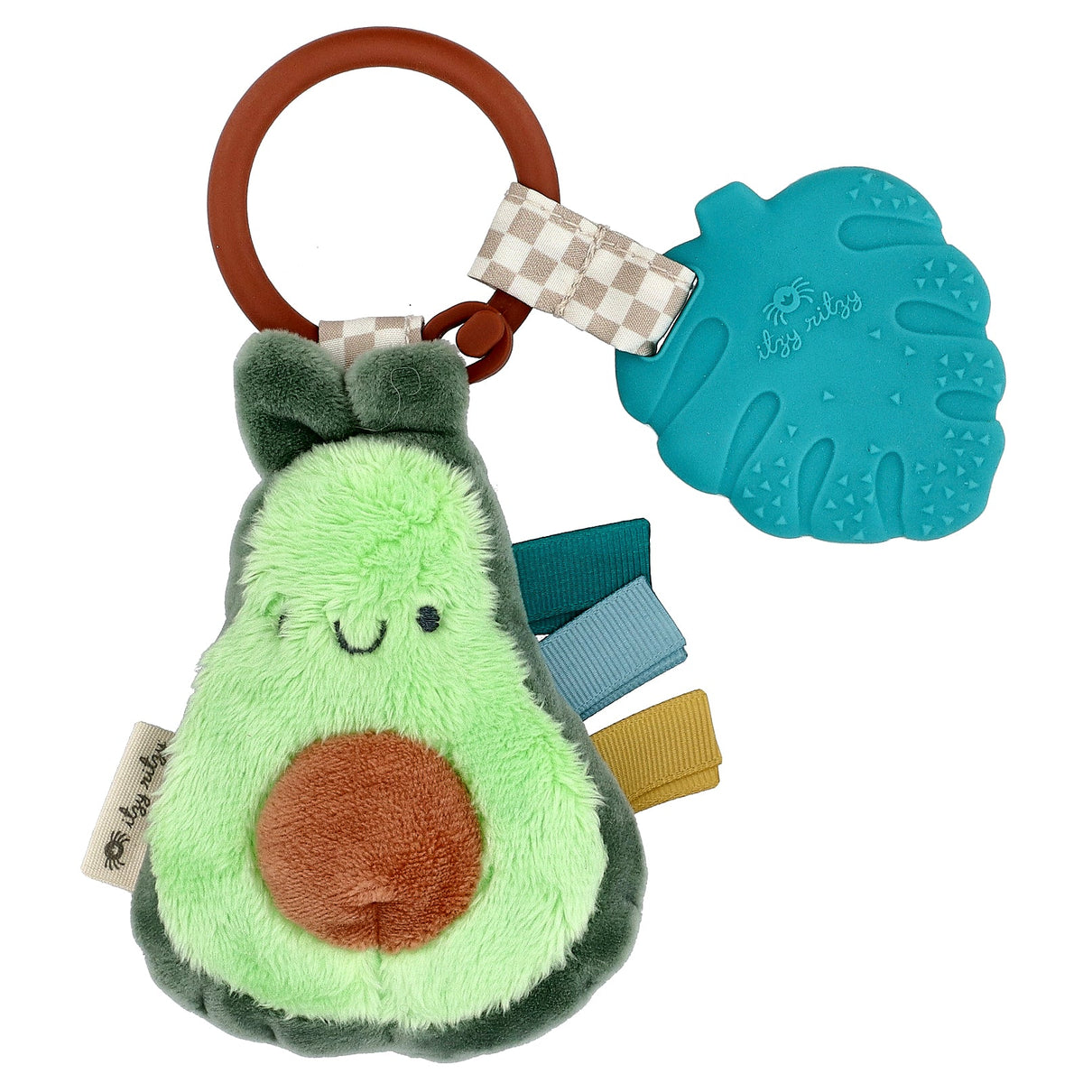 itzy ritzy, Itzy Pal™, Plush Pal with Silicone Teether, 0 Months+, Avocado, 1 Teether