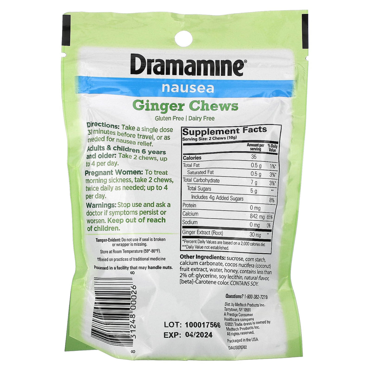 Dramamine, Nausea, Ginger Chews, Lemon, Honey, Ginger , 20 Soft Chews