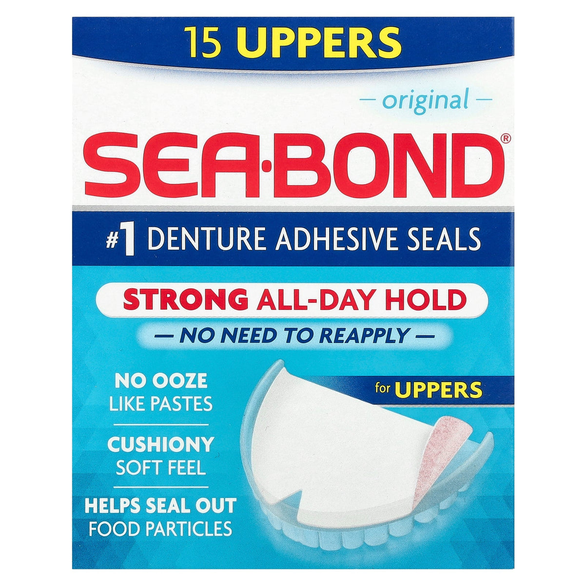 SeaBond, Denture Adhesive Seals, Original, 15 Uppers