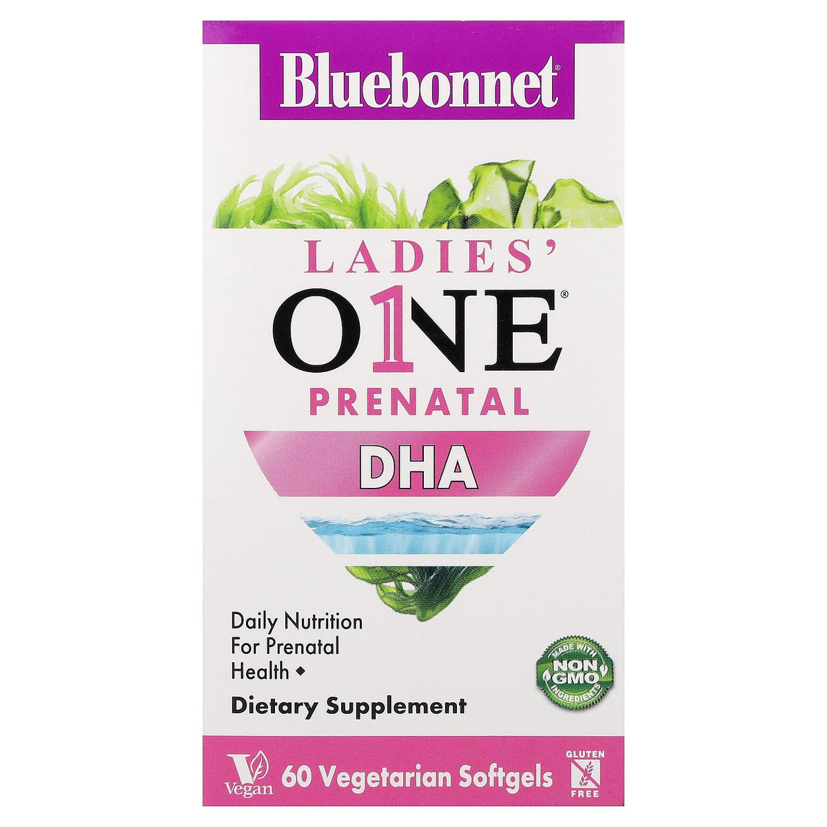 Bluebonnet Nutrition, Ladies' One® Prenatal DHA, 60 Vegetarian Softgels (200 mg per Softgel)