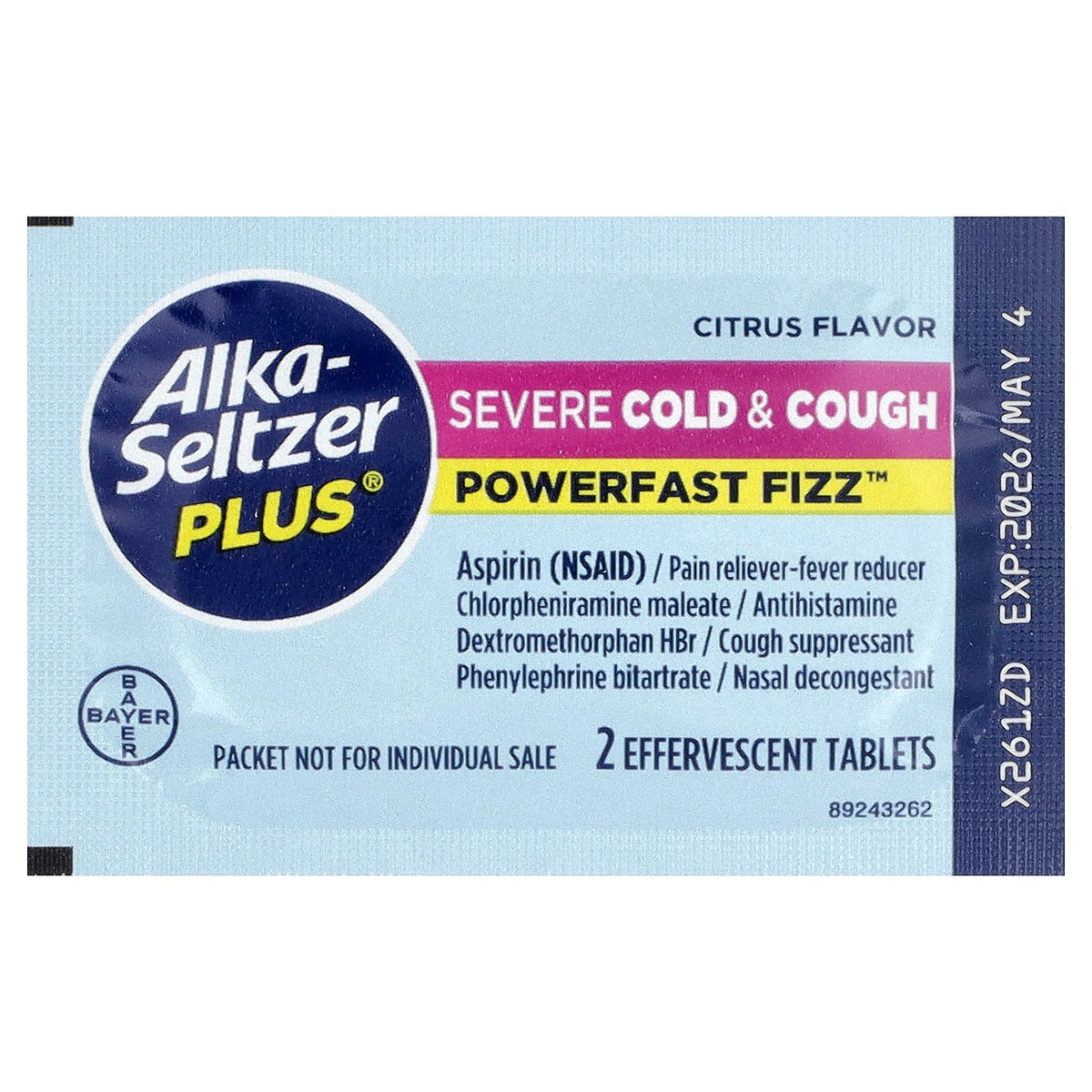 Alka-Seltzer Plus, Power Fast Fizz™, Cough & Cold, Severe, Citrus, 20 Effervescent Tablets