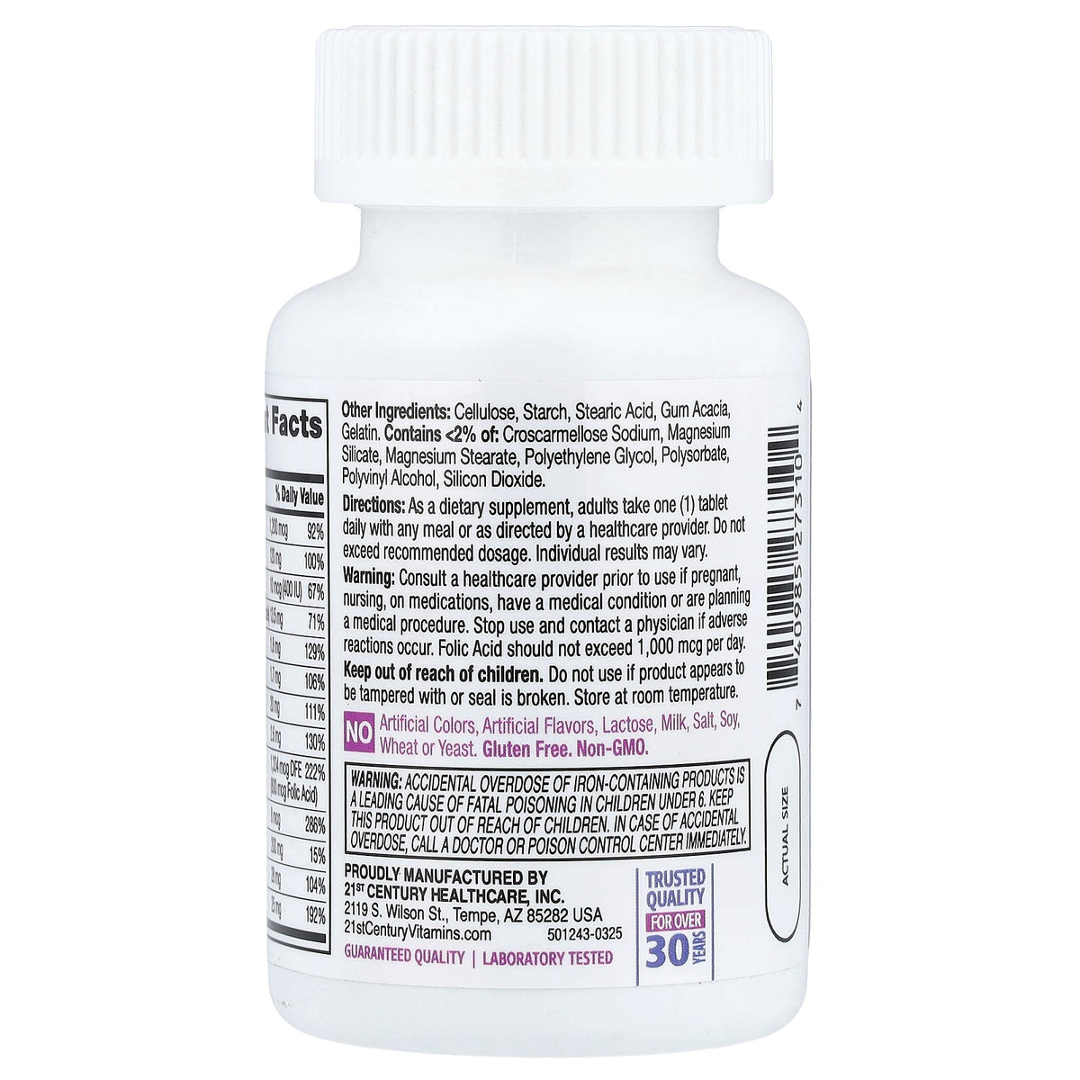 21st Century, PreNatal with Folic Acid, 60 Tablets