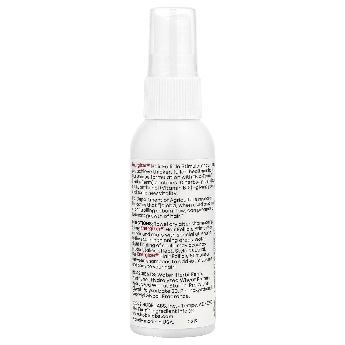 Hobe Labs, Energizer™, Hair Follicle Stimulator, 2 fl oz (59 ml)