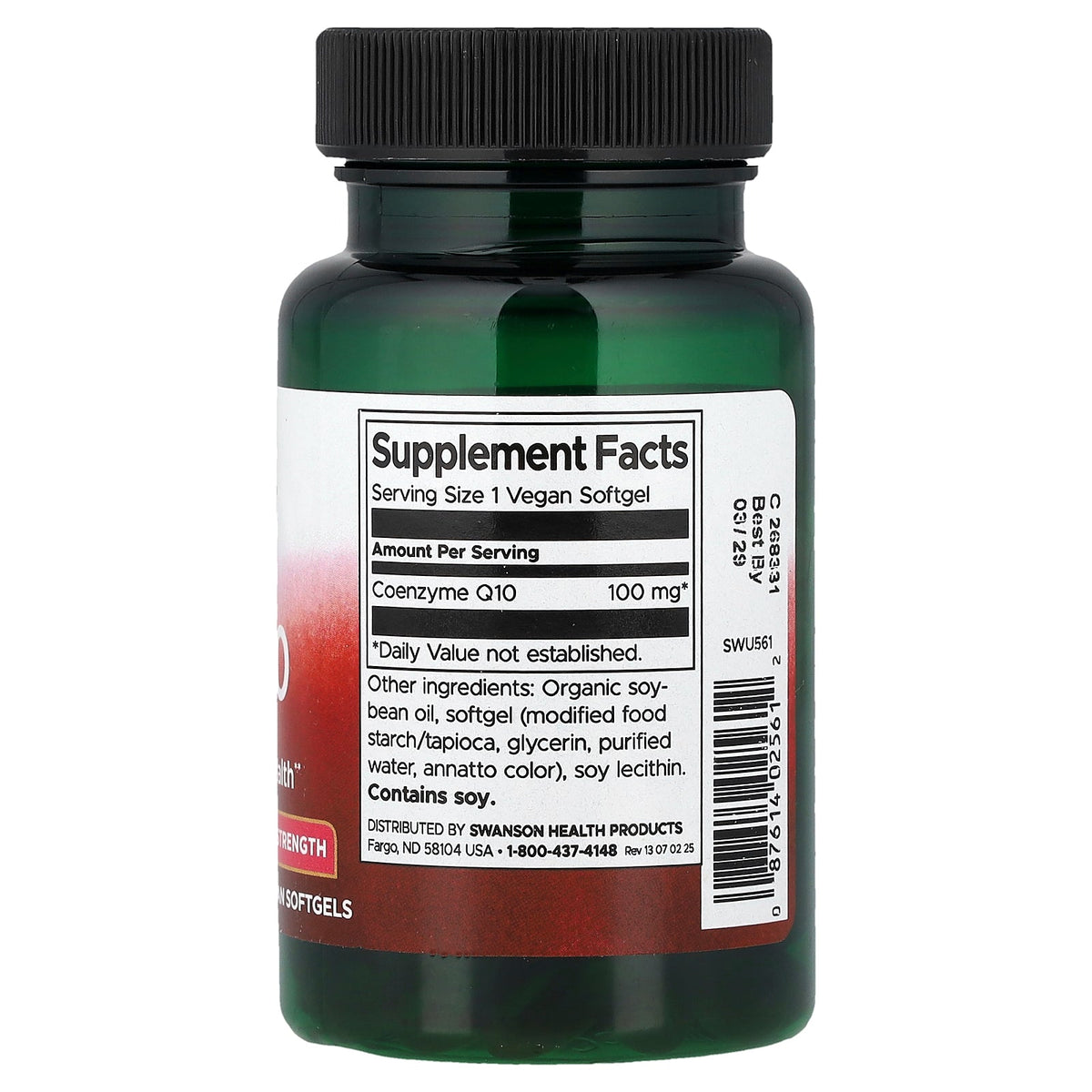Swanson Vitamins, CoQ10, 100 mg, 100 Vegan Softgels