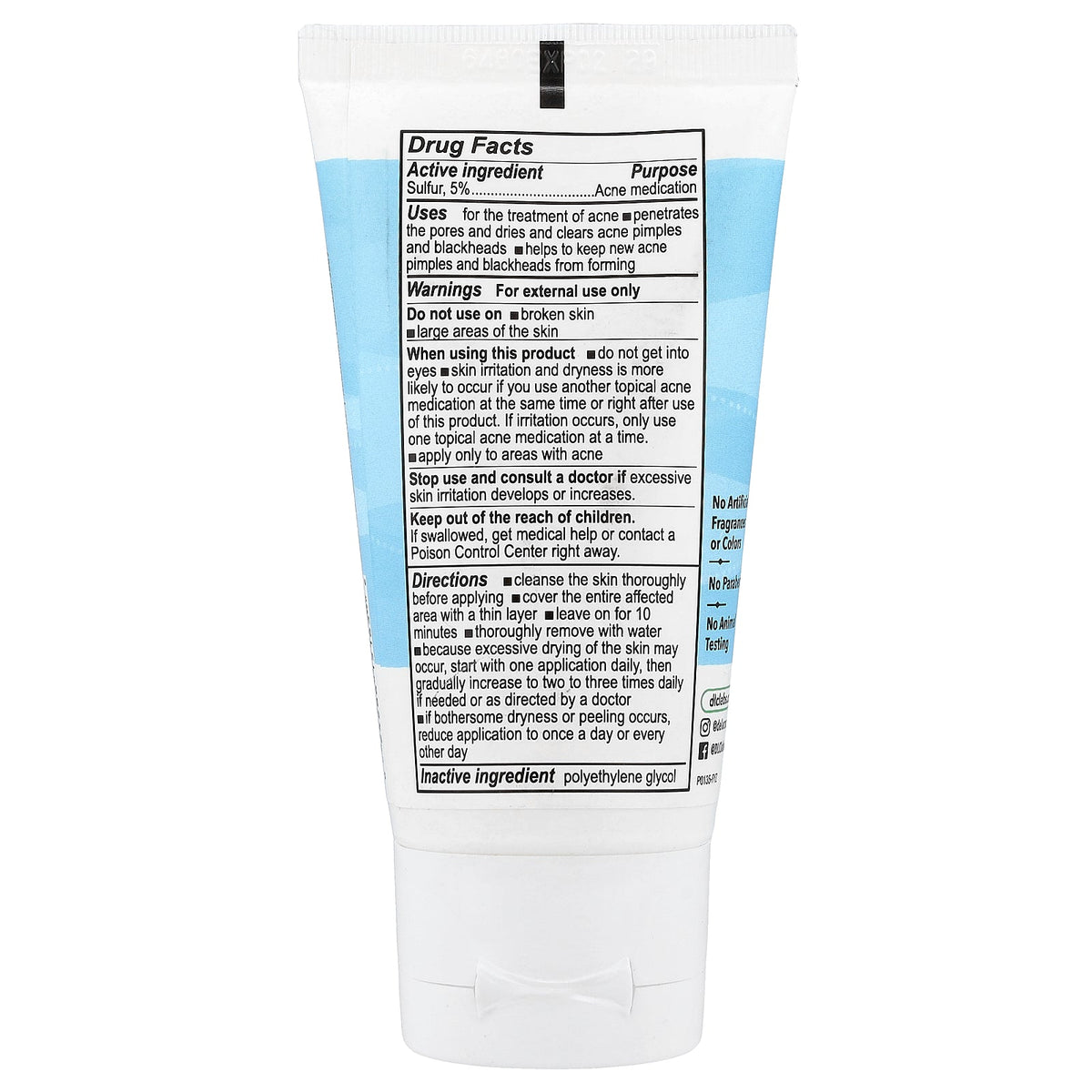 De La Cruz, Acne Treatment Ointment with 5% Sulfur, For Sensitive Skin, 2.6 oz (74 g)