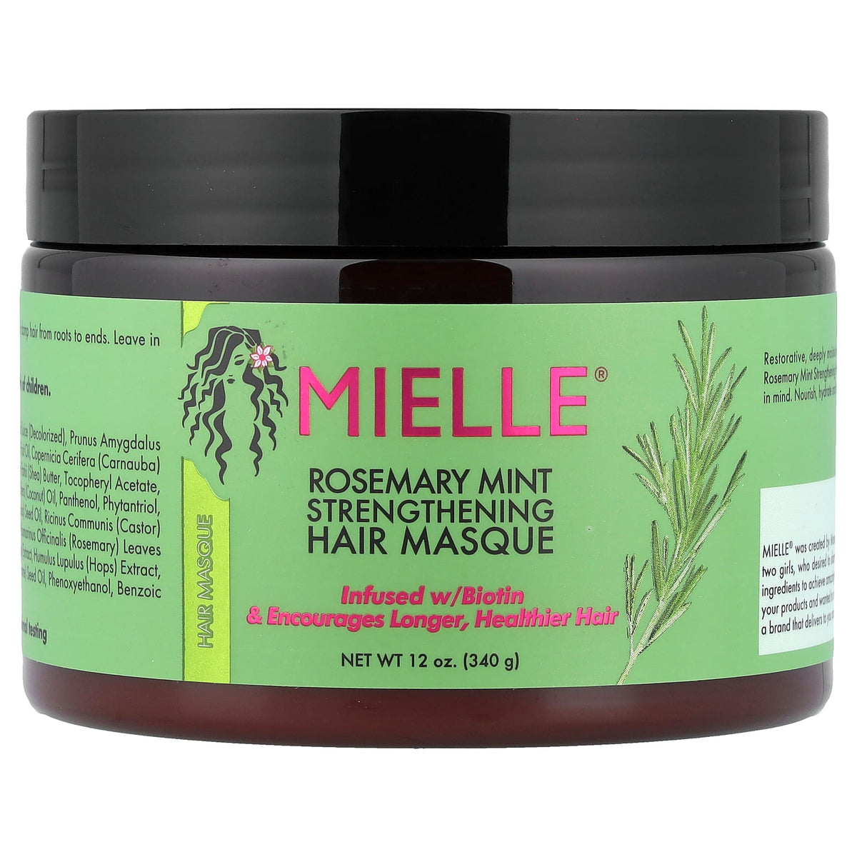 Mielle, Strengthening Hair Masque, Rosemary Mint, 12 oz (340 g)