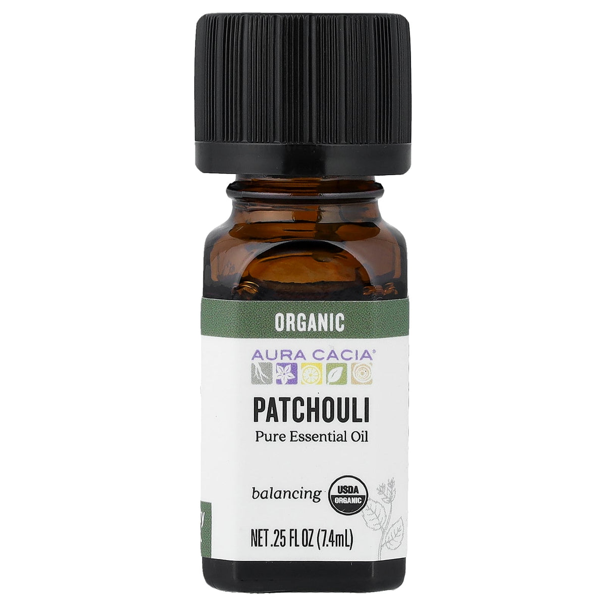 Aura Cacia, Pure Essential Oil, Organic Patchouli, 0.25 fl oz (7.4 ml)