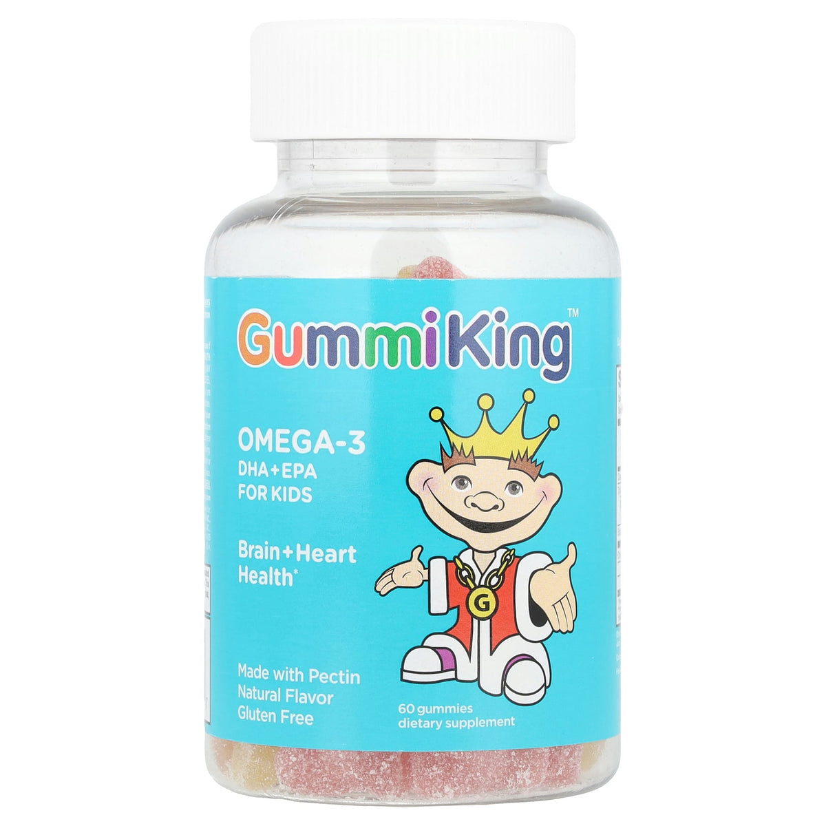 GummiKing, Omega-3 DHA + EPA for Kids, Strawberry, Orange and Lemon, 60 Gummies (35 mg per Gummy)