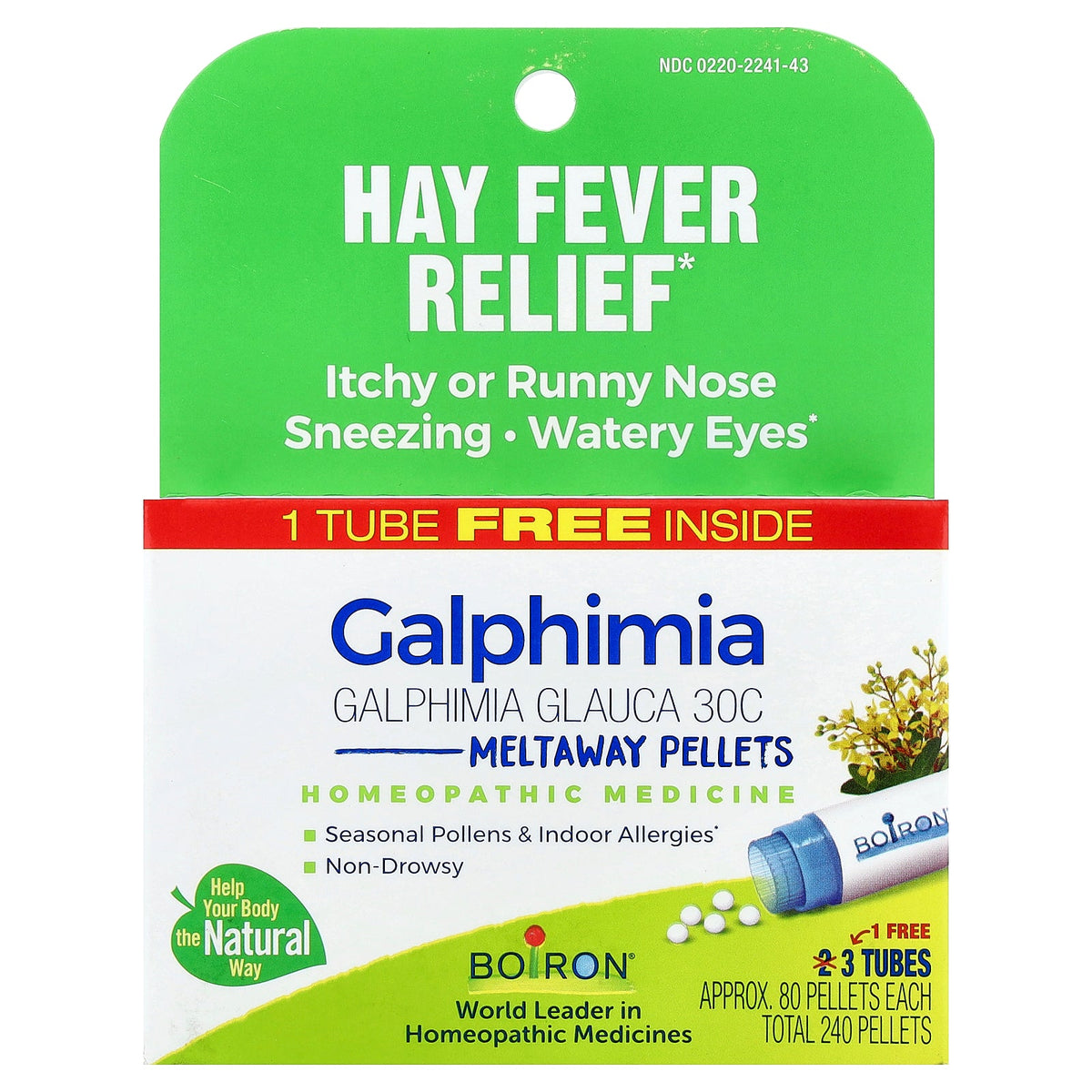 Boiron, Galphimia Meltaway Pellets, 3 Tubes, 80 Pellets Each