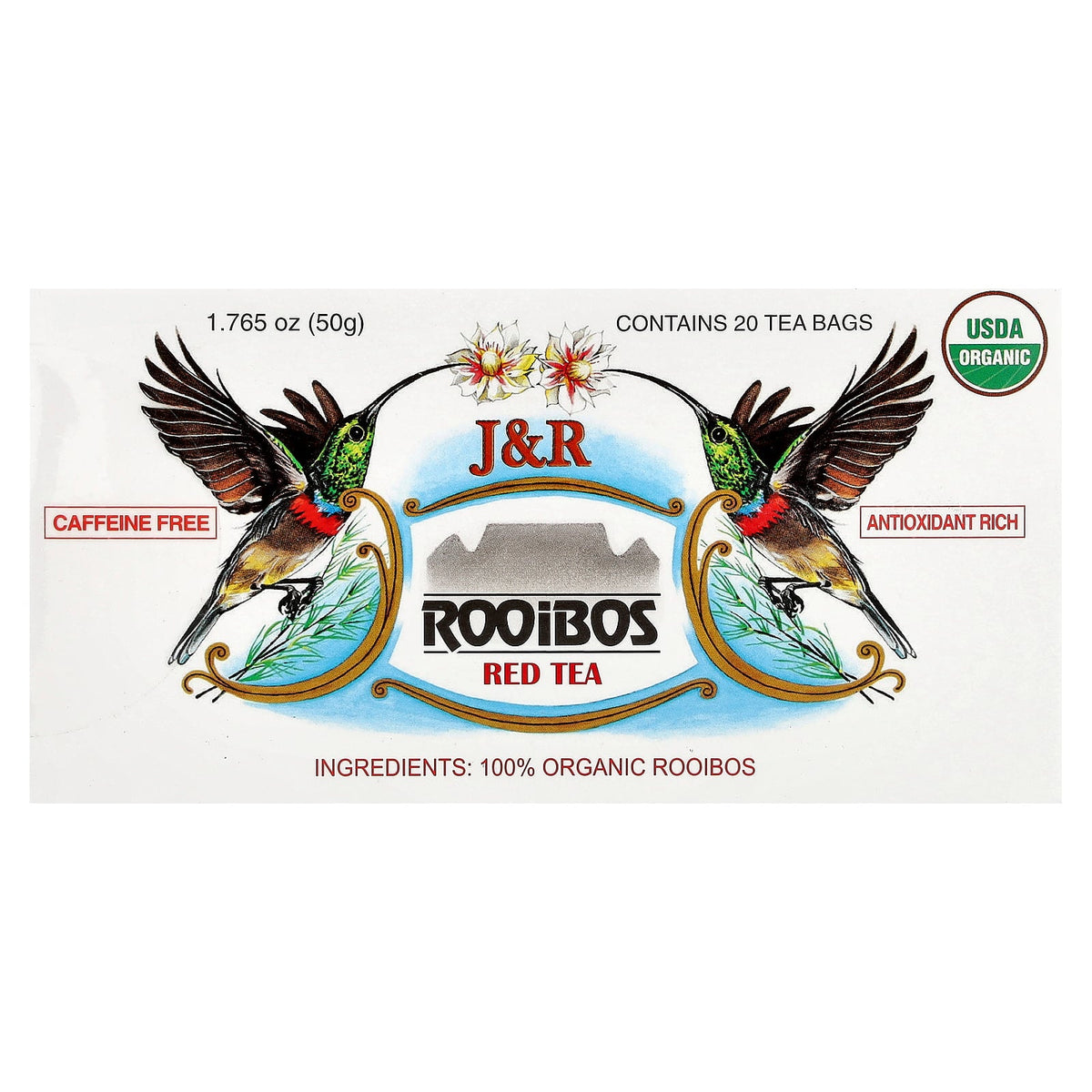 J&R Port Trading, Rooibos Red Tea, Caffeine Free, 20 Tea Bags, 1.765 oz (50 g)