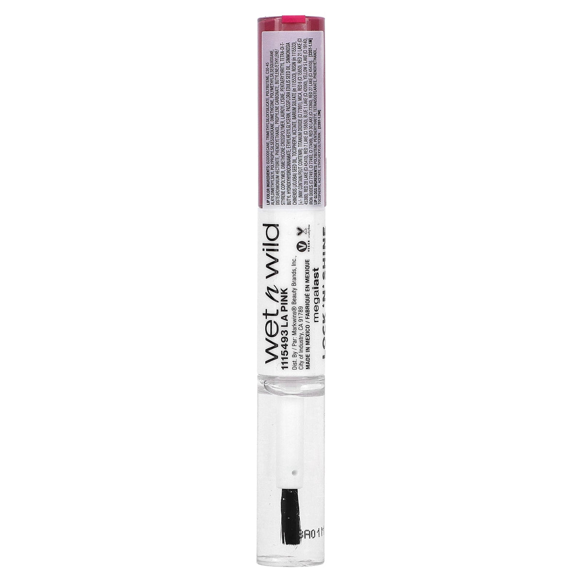 wet n wild, MegaLast, Lock 'N' Shine, Lip Color + Gloss, 1115493 LA Pink, 0.26 fl oz (8 ml)