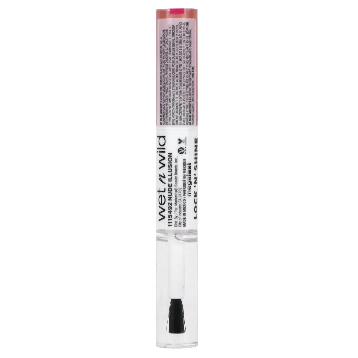 wet n wild, MegaLast, Lock 'N' Shine, Lip Color + Gloss, 1115492 Nude Illusion, 0.26 fl oz (8 ml)