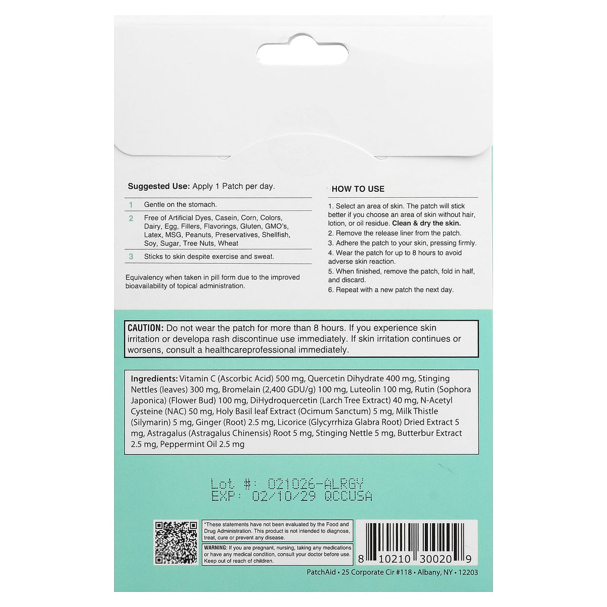 PatchAid, Allergy Plus Patch, 30 Patches