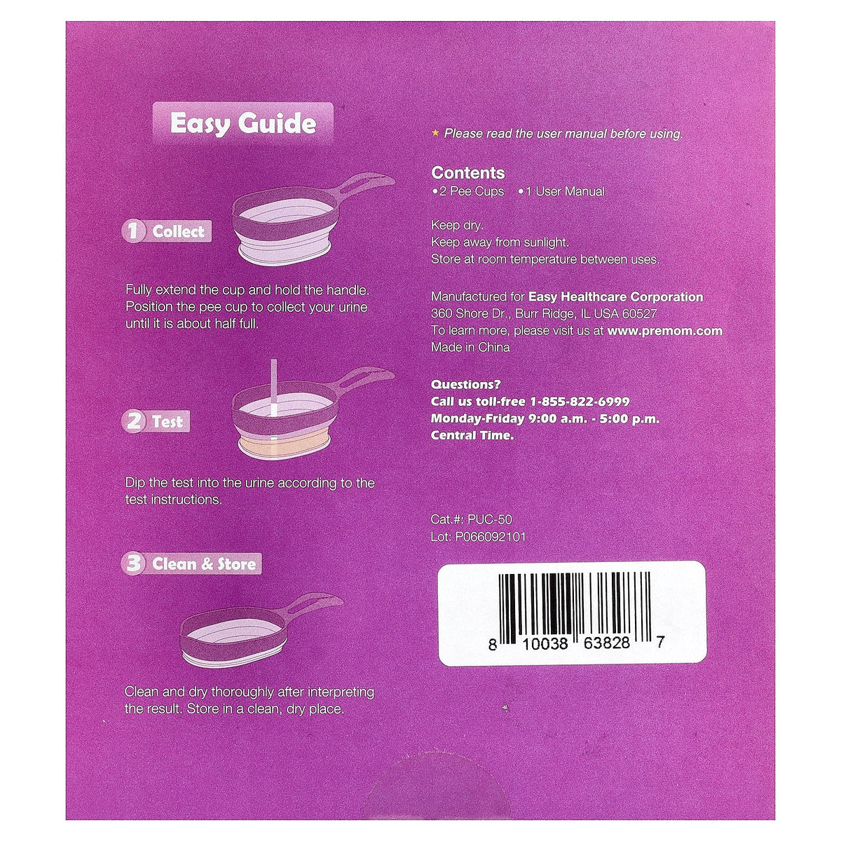 Premom, Pee Cup, 2 Cups