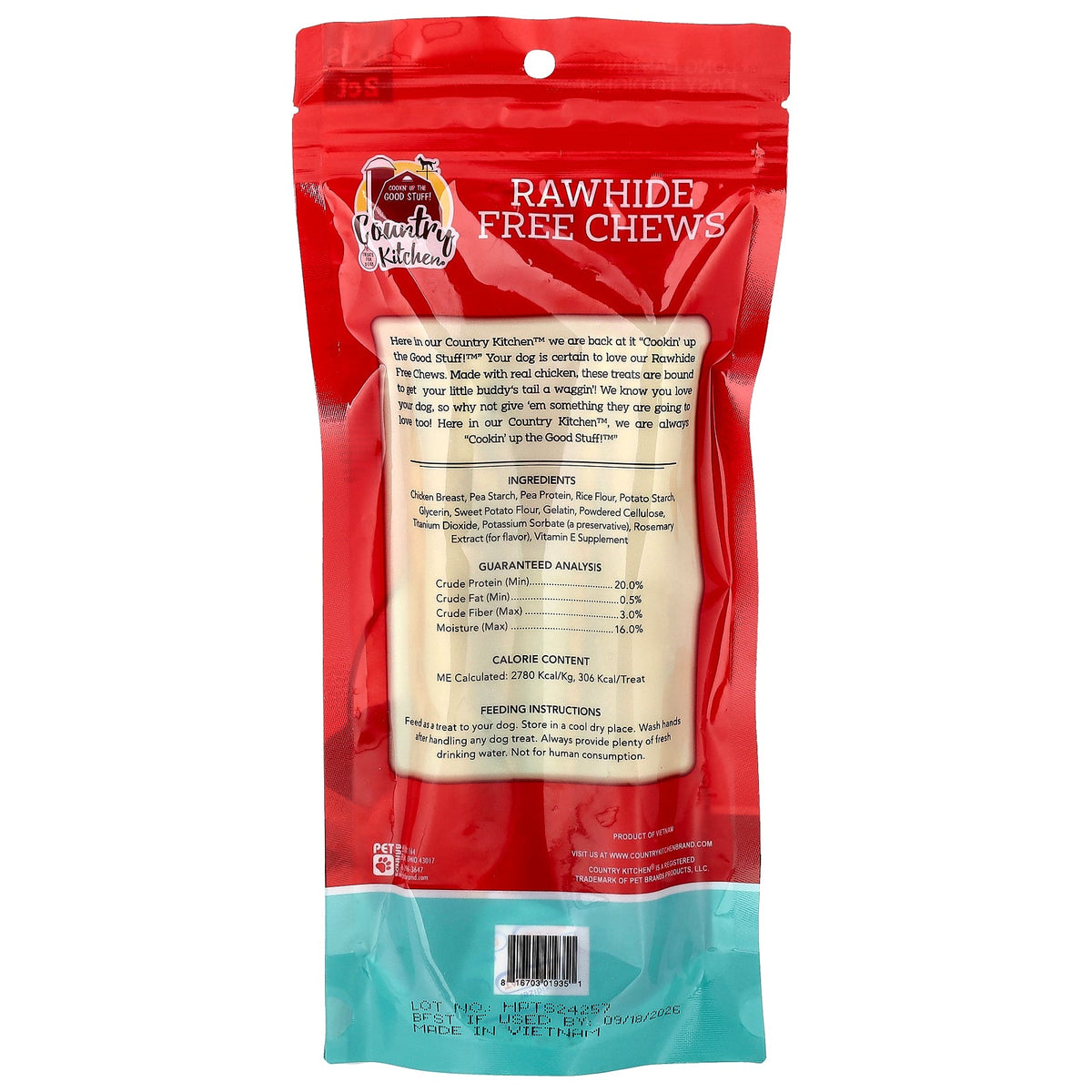 Country Kitchen, Rawhide Free Chews, For Large Dogs, 2 Sticks, 7.5 oz (215 g)