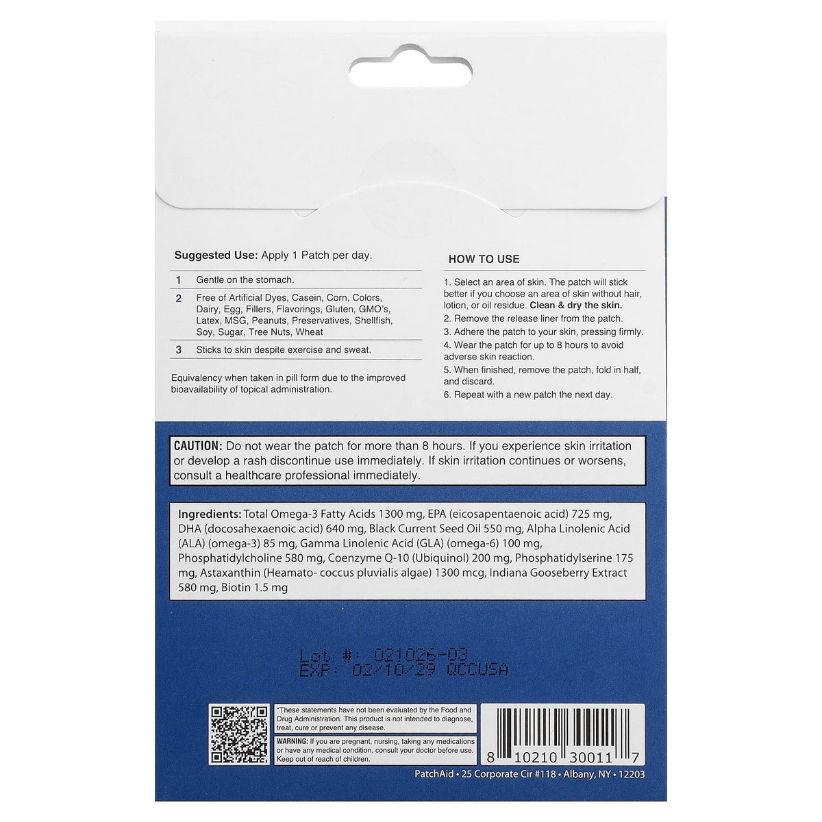 PatchAid, Omega 3 Patch, 30 Patches